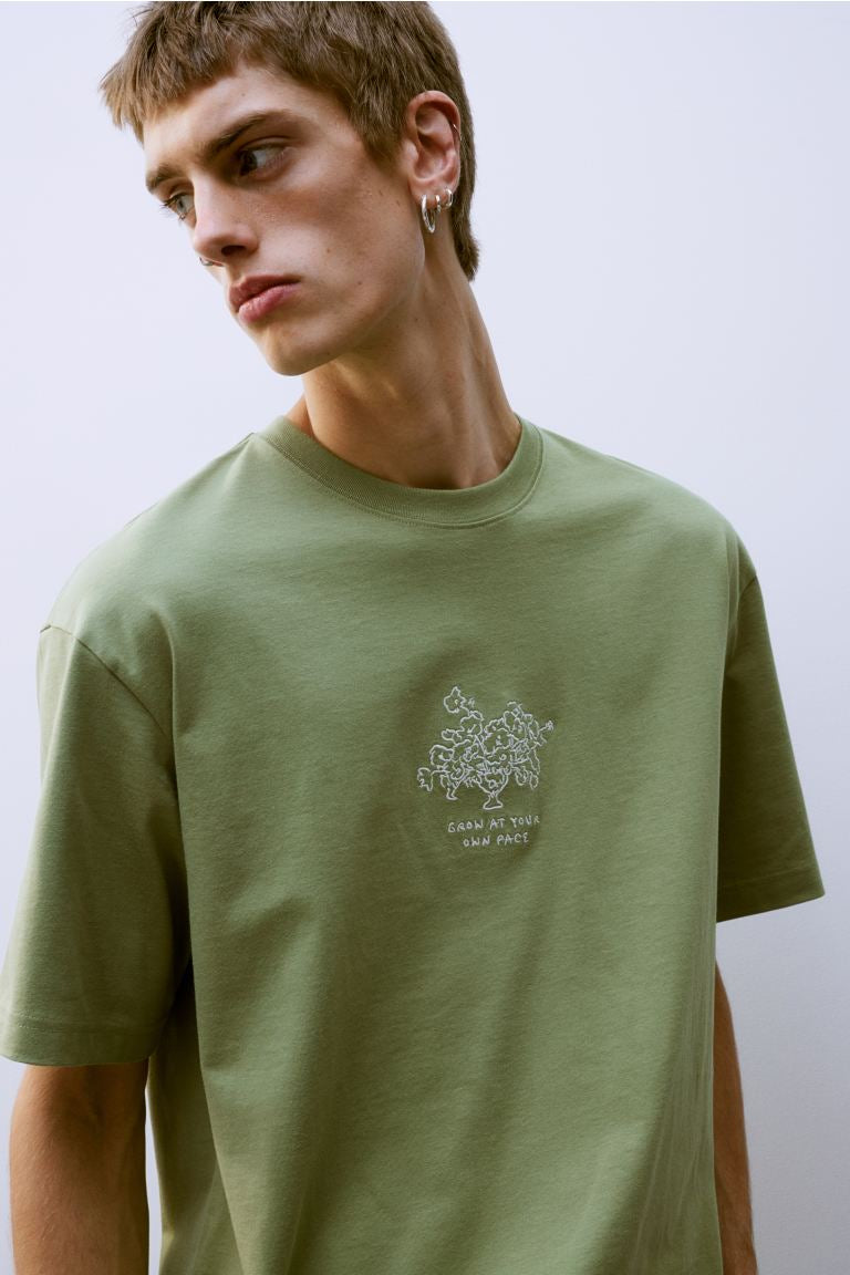 Loose Fit Printed T-shirt -Green/Grow -1032522123