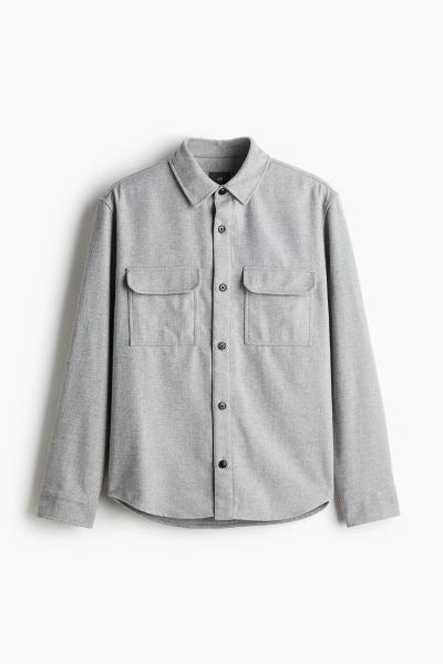 Regular Fit Felted overshirt -Grey-1227148002