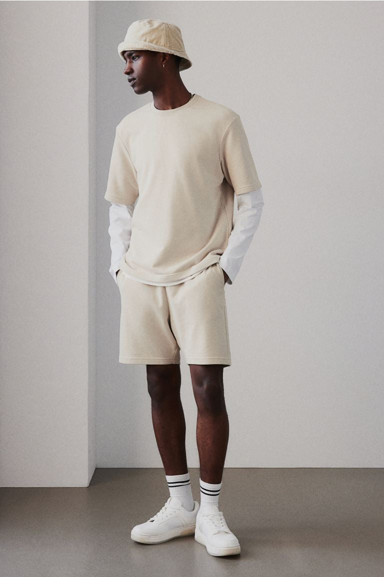 Regular Fit Sweatshorts -Light beige -1224295003