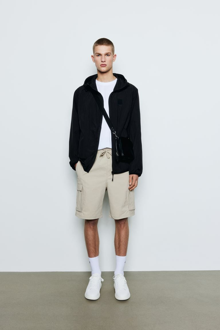 Regular Fit Nylon cargo shorts -Beige -1062247012