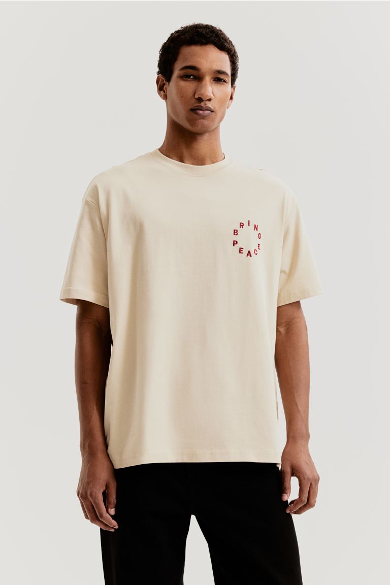 Loose Fit T-shirt -Beige/Bring Peace -1198328012