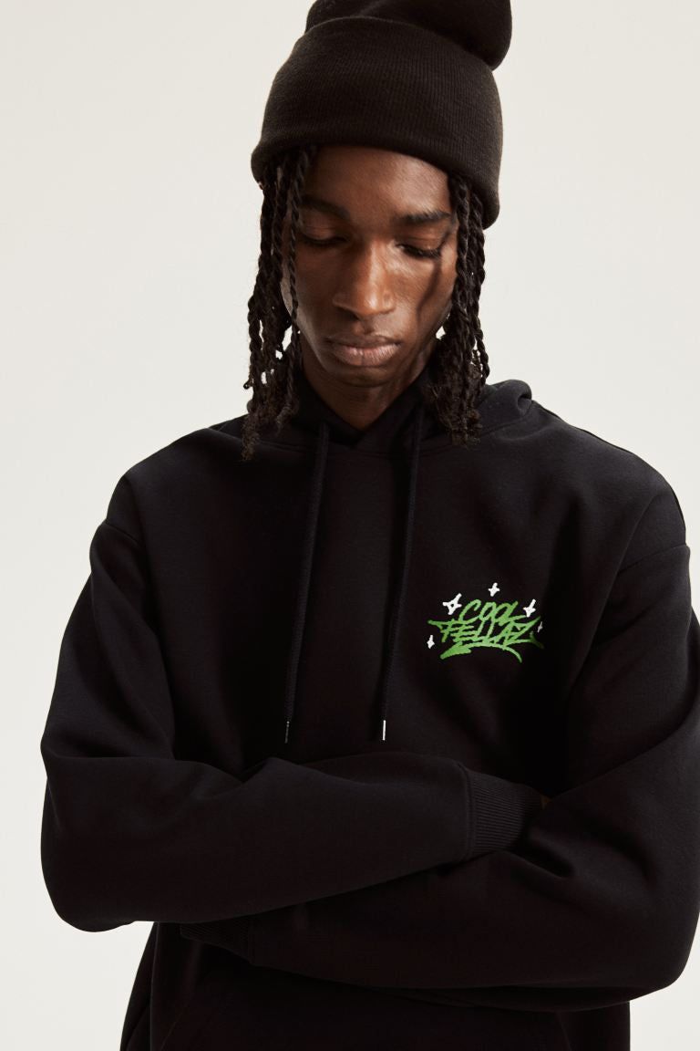 Loose Fit Printed hoodie -Black/Print-motif -1122659025