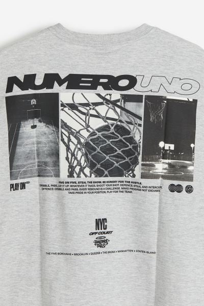 Loose Fit T-shirt -Grey marl/Numero Uno -1195571011