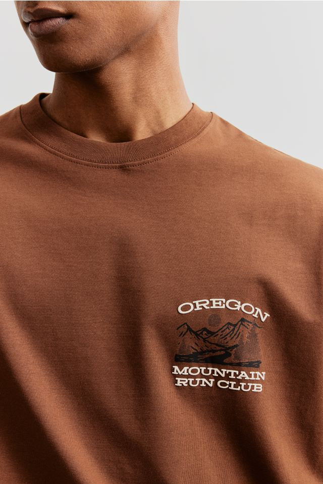 Loose Fit Printed T-shirt -Brown/Oregon Mountain -1032522101