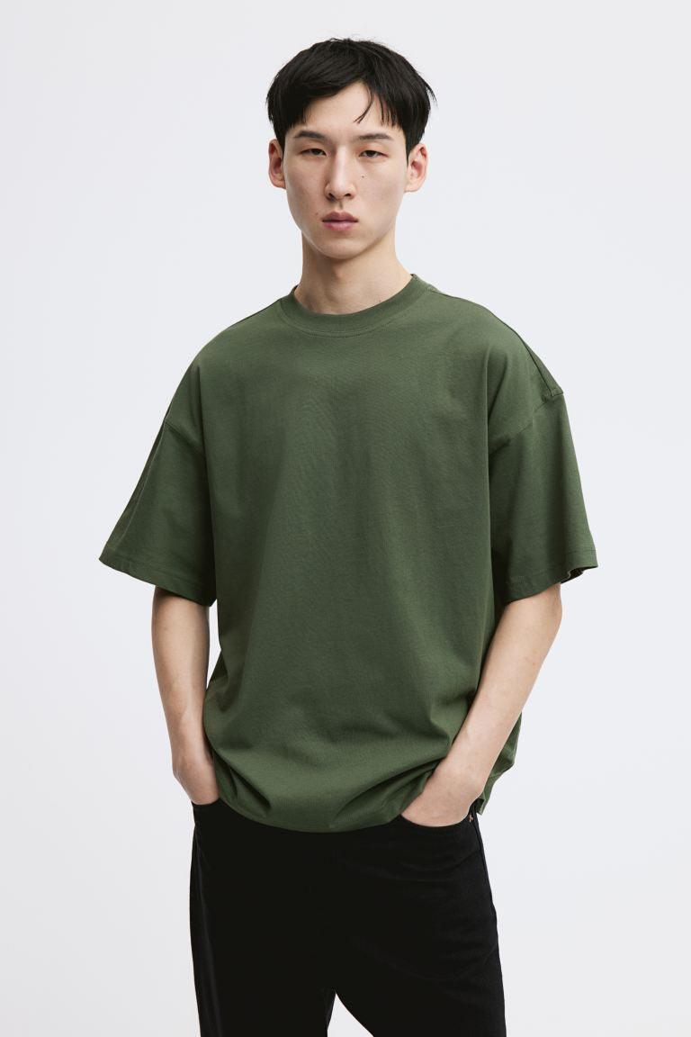 Oversized Fit T-shirt -Khaki green -1074658032