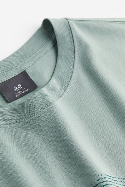 Loose Fit Printed T-shirt -Green/Eye -1032522103