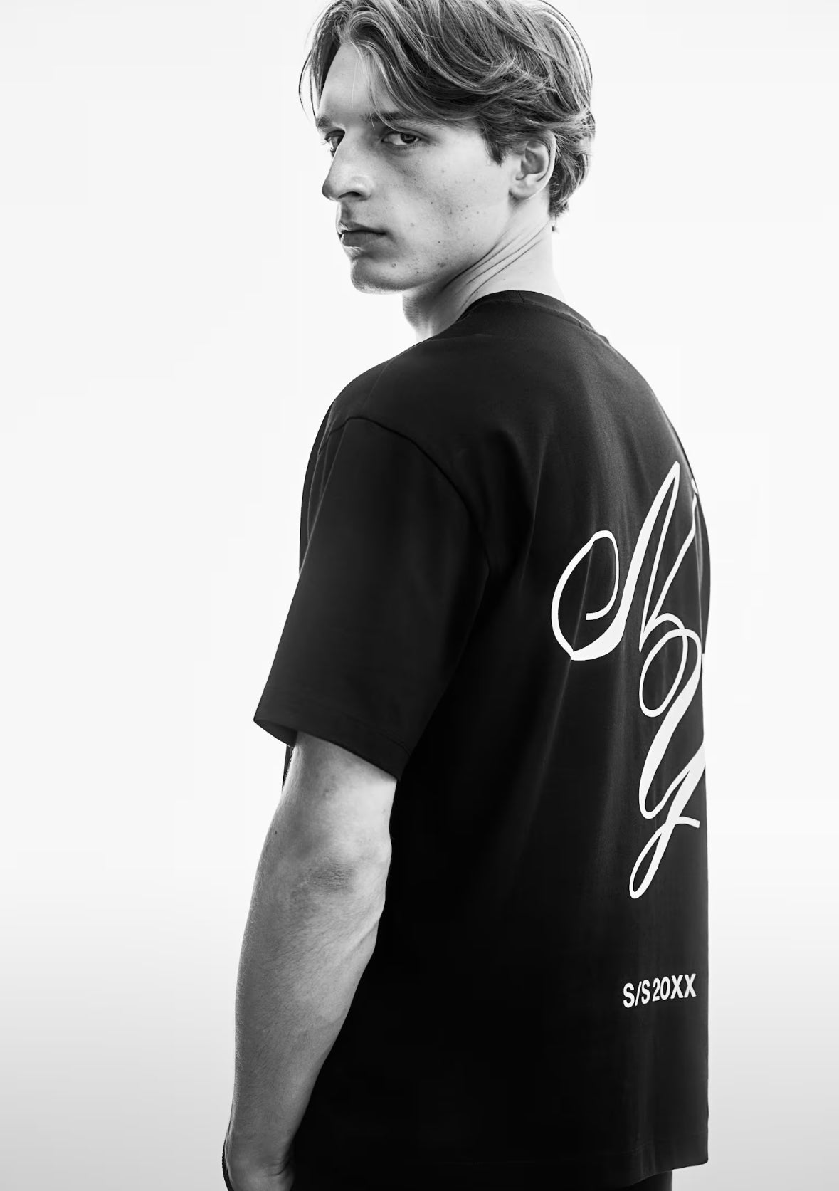 Loose Fit Printed T-shirt -Black-1227157027