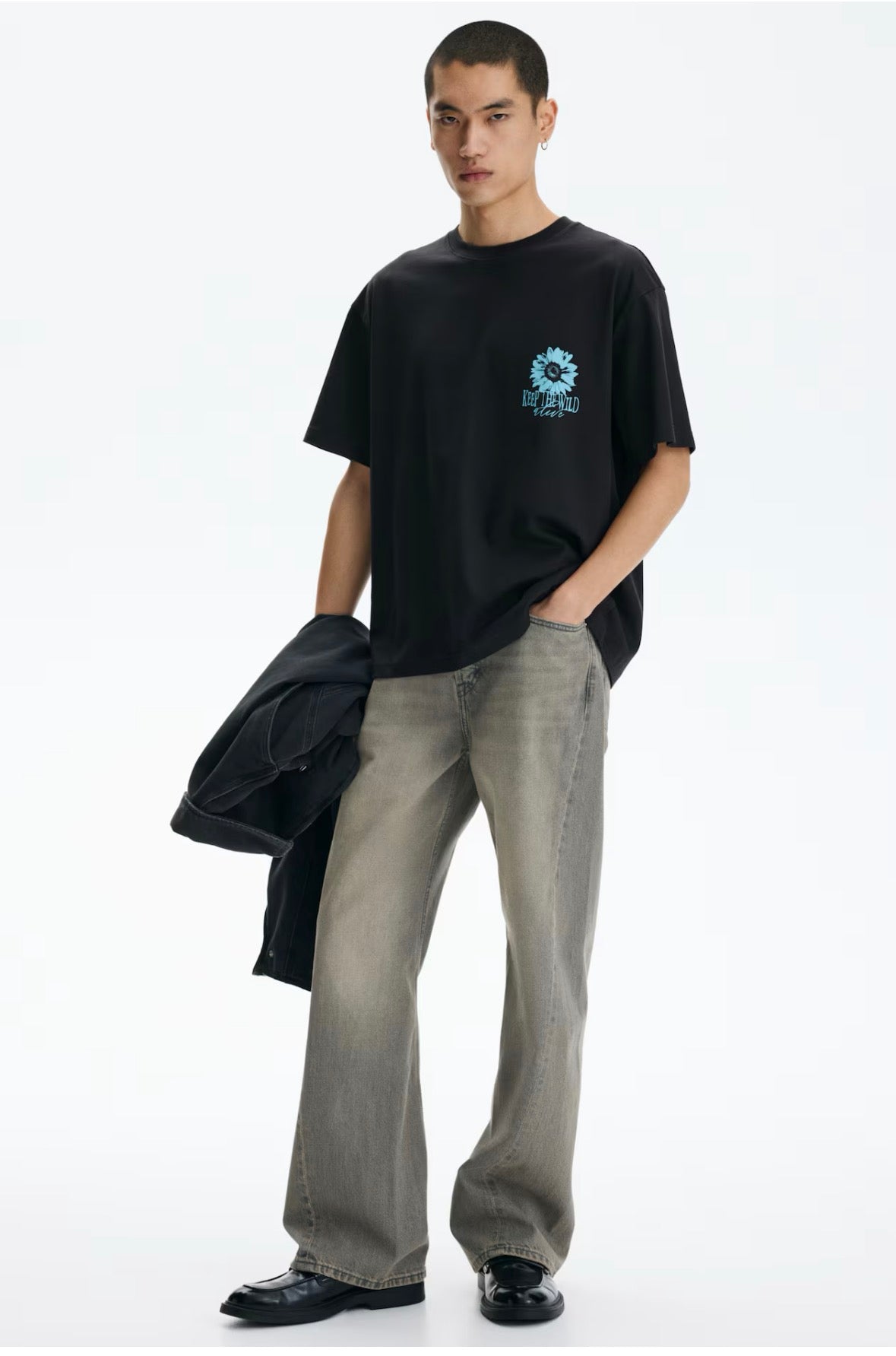 Loose Fit Printed T-Shirts-Black/Keep the Wild-0967955157