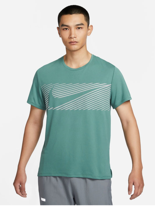 Men Printed Round Neck Polyester Green T -Shirt-fn3052-361