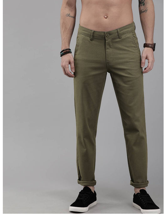 Men Olive Green Trouser-13859370