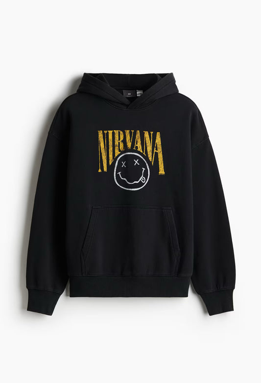 Loose fit hoodies-Black/ Nirvana-1117750021
