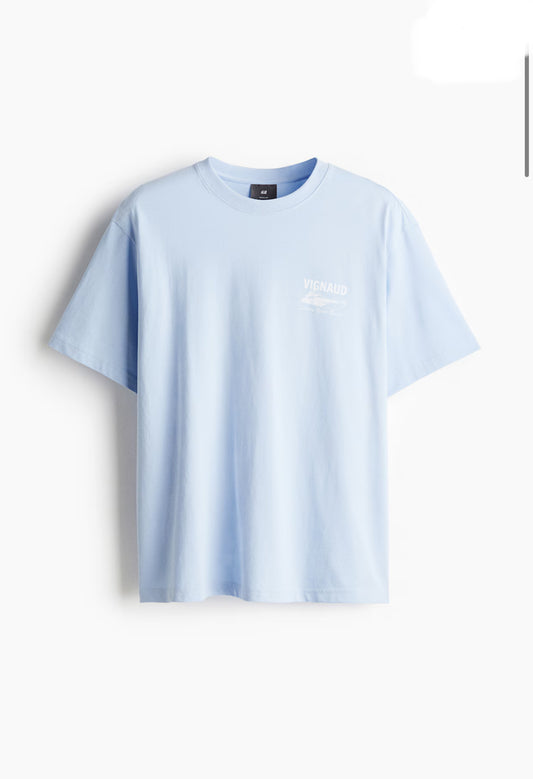 LOOSE FIT PRINTED T-SHIRT -Light blue/Vignaud -0967955112