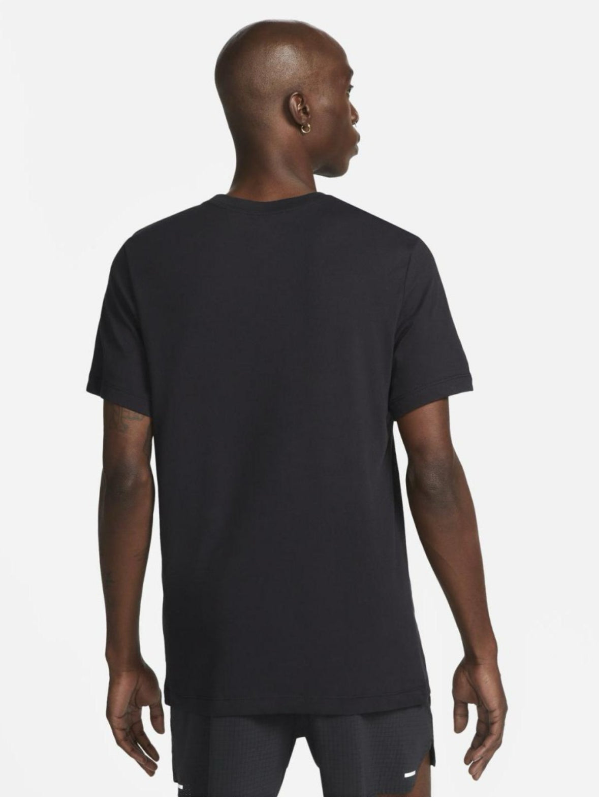 Dri-Fit Trail Running Printed Round Neck Polyester Black T-Shirt-dx2184-010