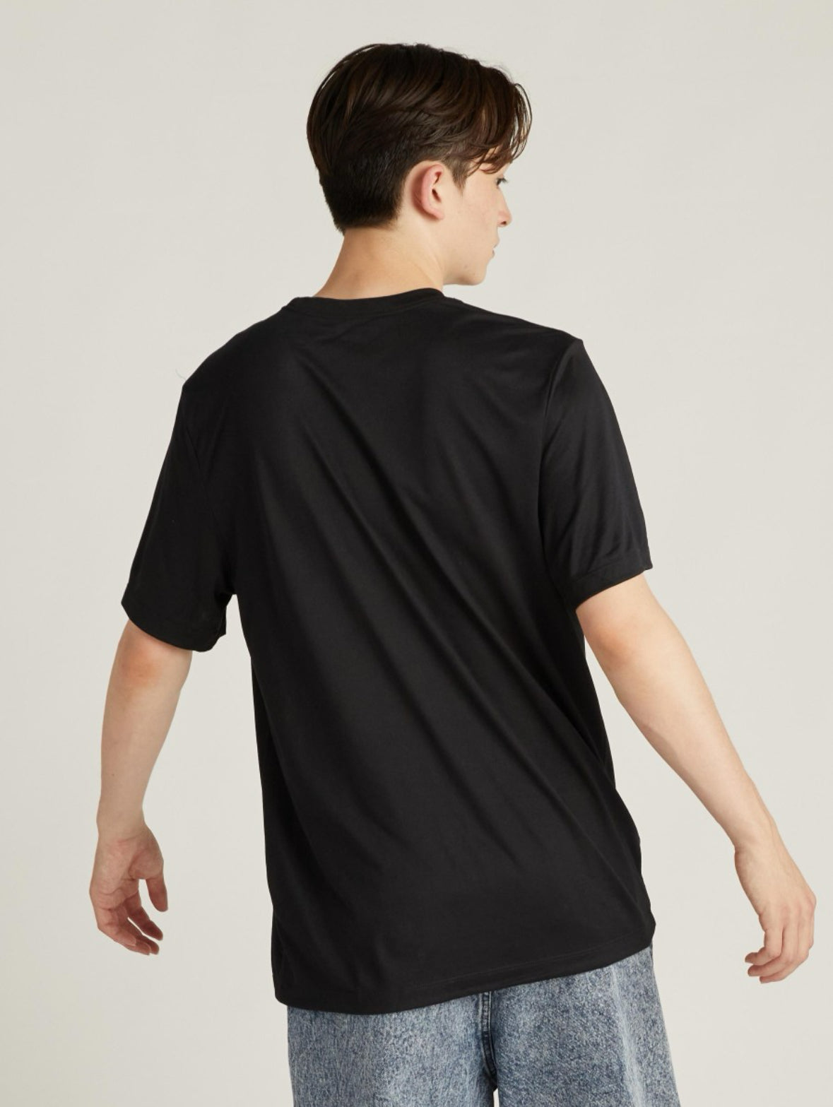 Men Solid Round neck Polyester Black T -Shirt-fz8098-010
