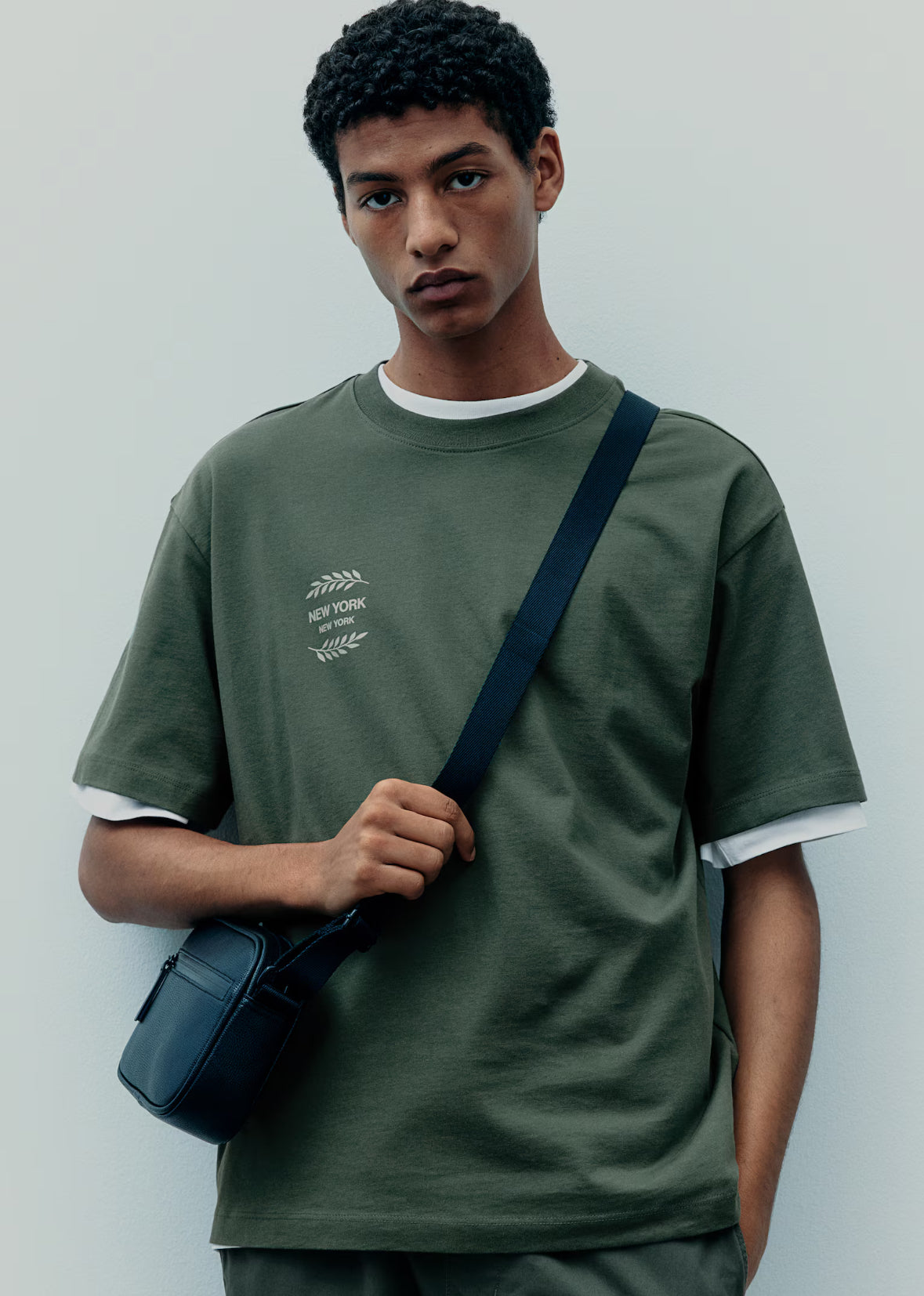 Loose Fit Printed T-shirt -Khaki green/New York -1227157022