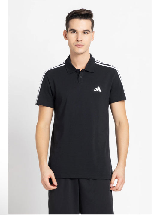 ADIDAS Graphic Print Men Polo Neck Black T-Shirt -Je9358