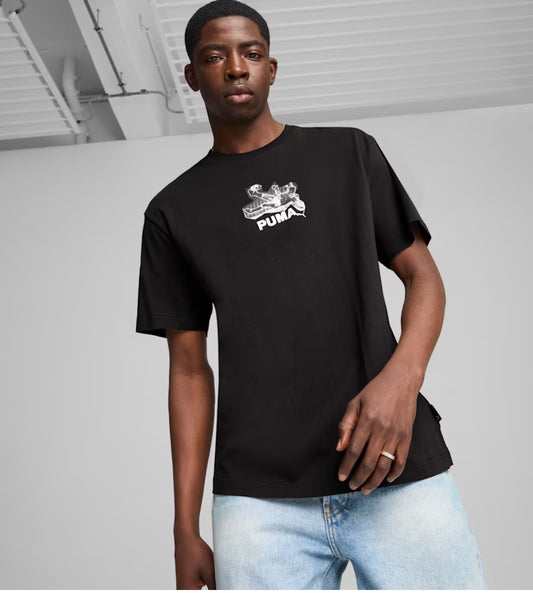 Men Printed Crew Neck Cotton Blend Black T-Shirt-628005 01