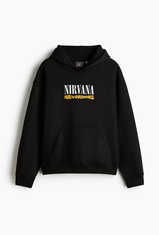 Loose Fit Hoodie- Black/Nirvana-1065654075