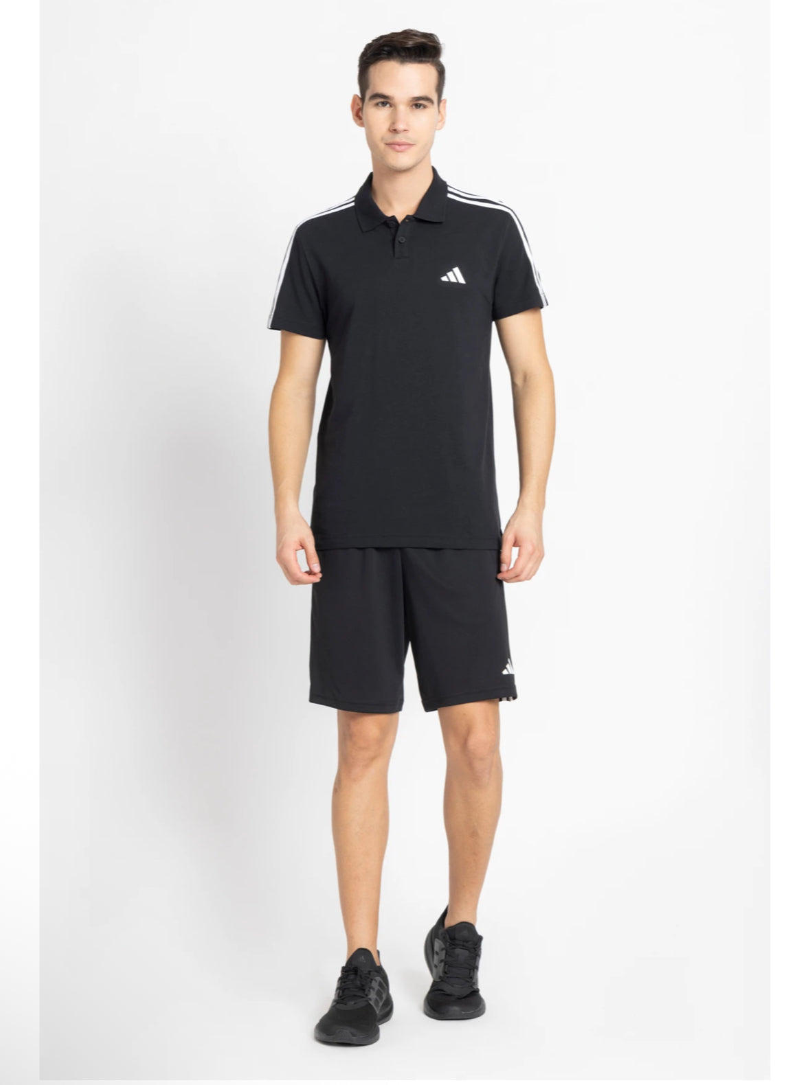 ADIDAS Graphic Print Men Polo Neck Black T-Shirt -Je9358