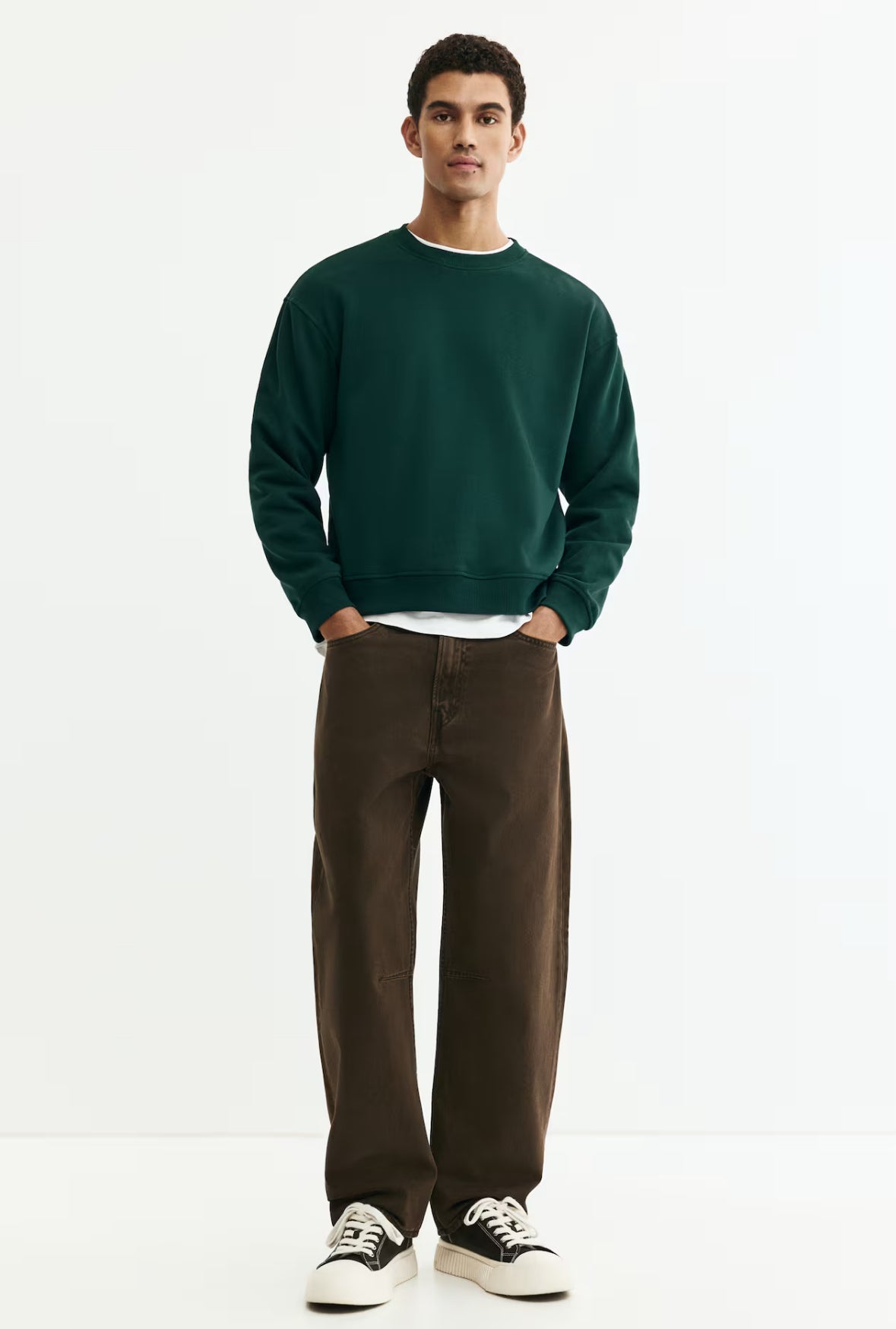 Loose fit sweatshirt - green-1308076008