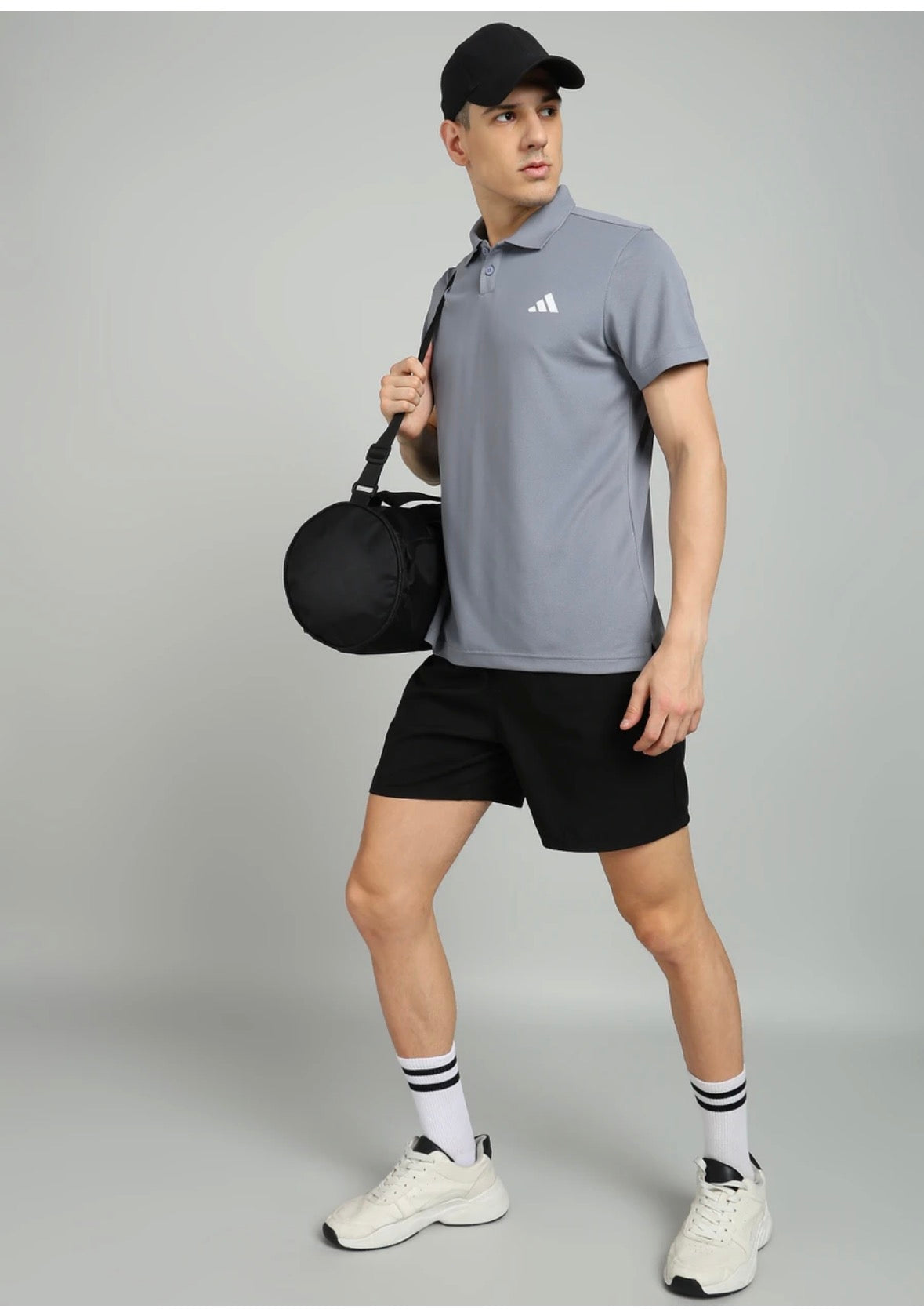 Men Solid Polo neck polyester grey-Je9391
