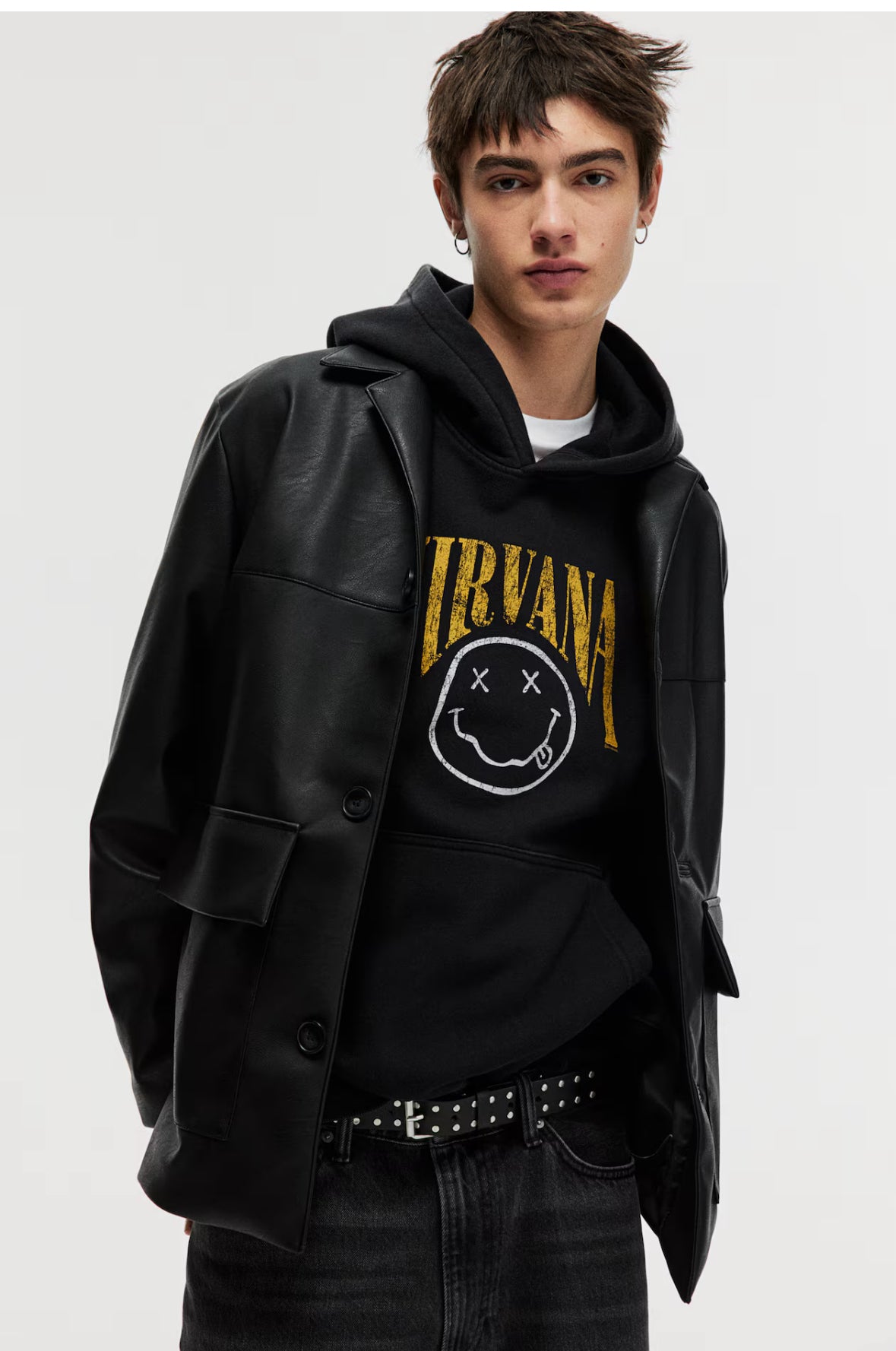 Loose fit hoodies-Black/ Nirvana-1117750021