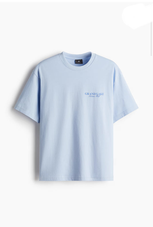 LOOSE FIT PRINTED T-SHIRT -Light blue/Grand Lake -0967955124