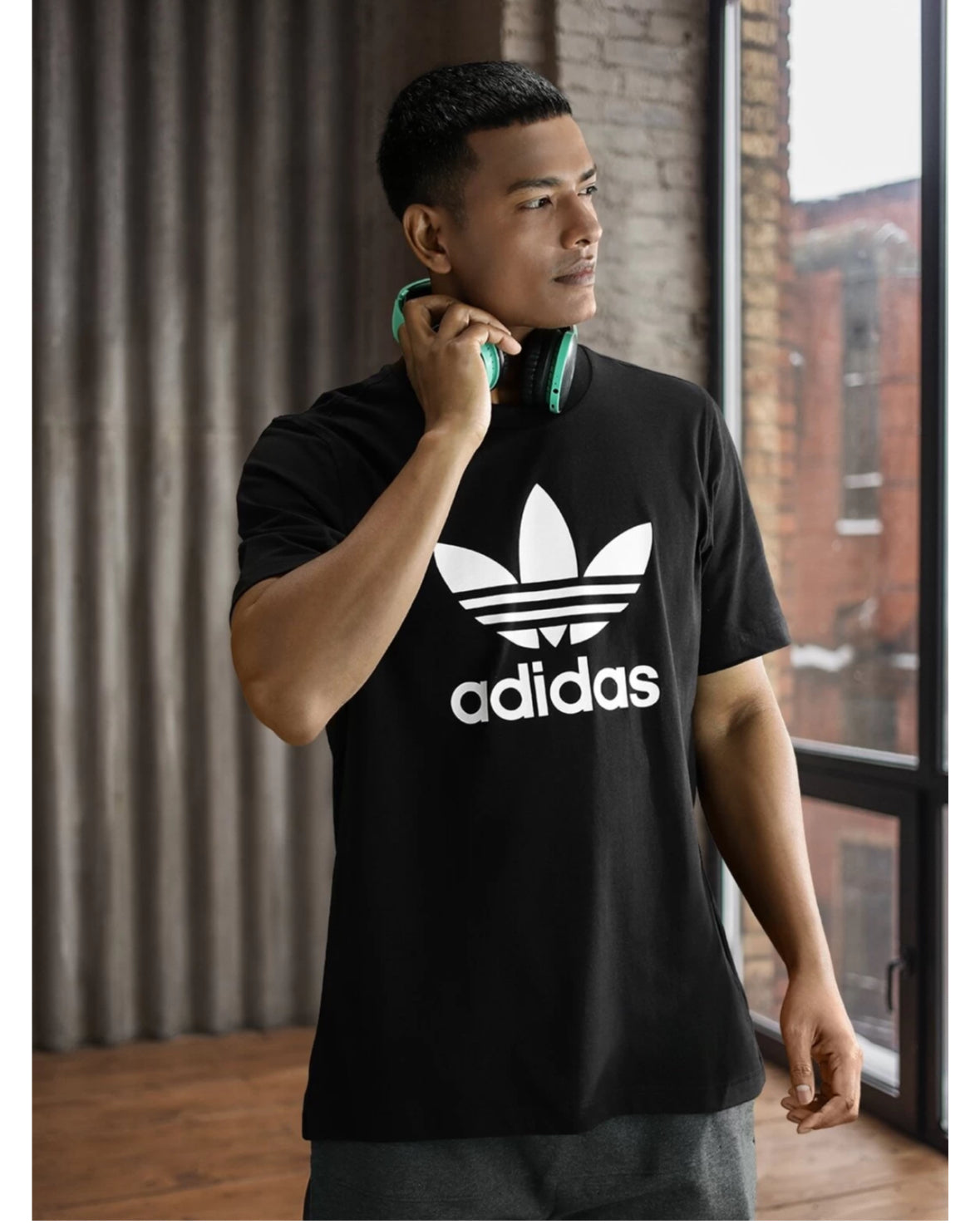 Logo printed Round Neck Pure Cotton black -IA4815