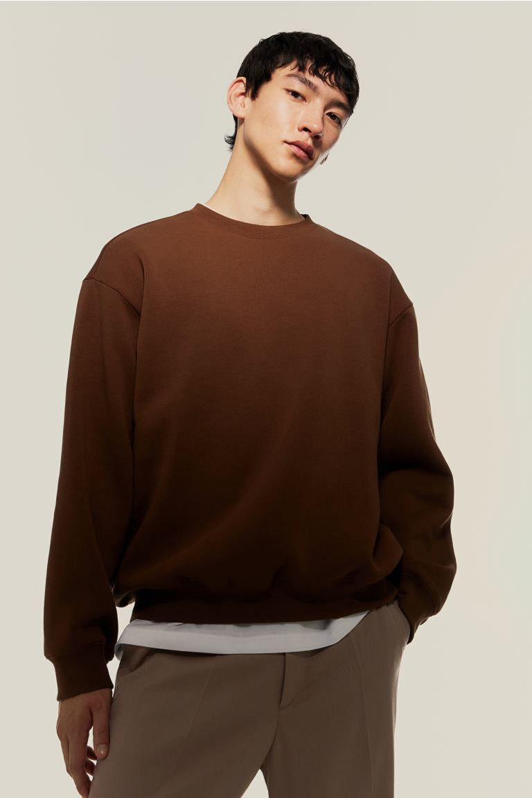 Loose Fit Sweatshirt -Brown -0970818070
