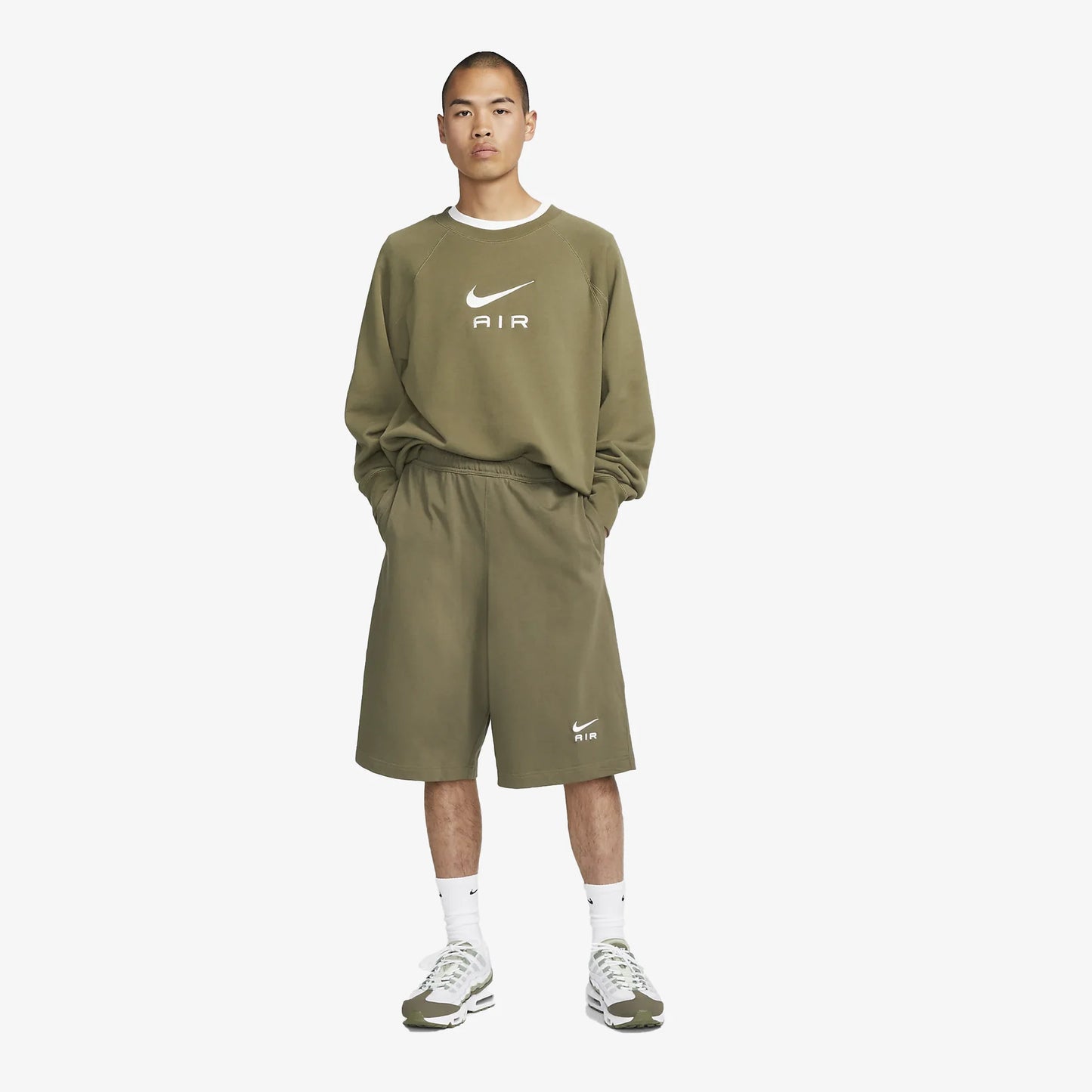 AIR OVERSIZED FLEECE SHORTS 'MEDIUM OLIVE/PHANTOM' -Dx0155-222