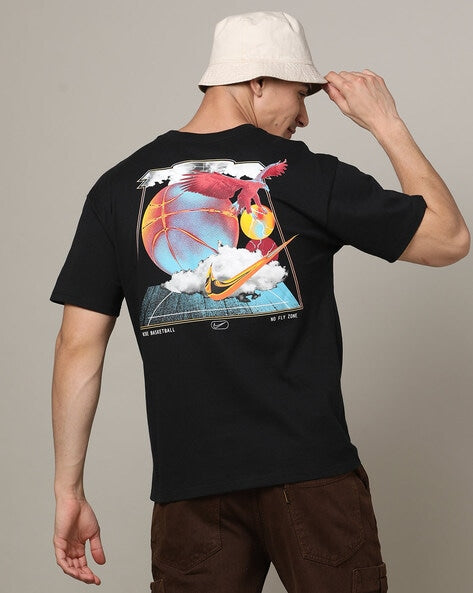 Men Logo Print Regular Fit Crew-Neck T-Shirt -fn0812-010