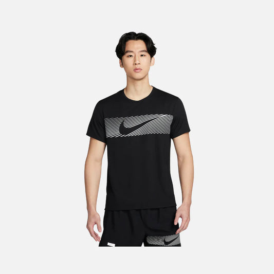 NIKE MILER FLASH DRI-FIT UV SHORT-SLEEVE MEN'S RUNNING TOP -BLACK -Fn3052-010