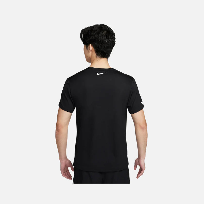 NIKE MILER FLASH DRI-FIT UV SHORT-SLEEVE MEN'S RUNNING TOP -BLACK -Fn3052-010