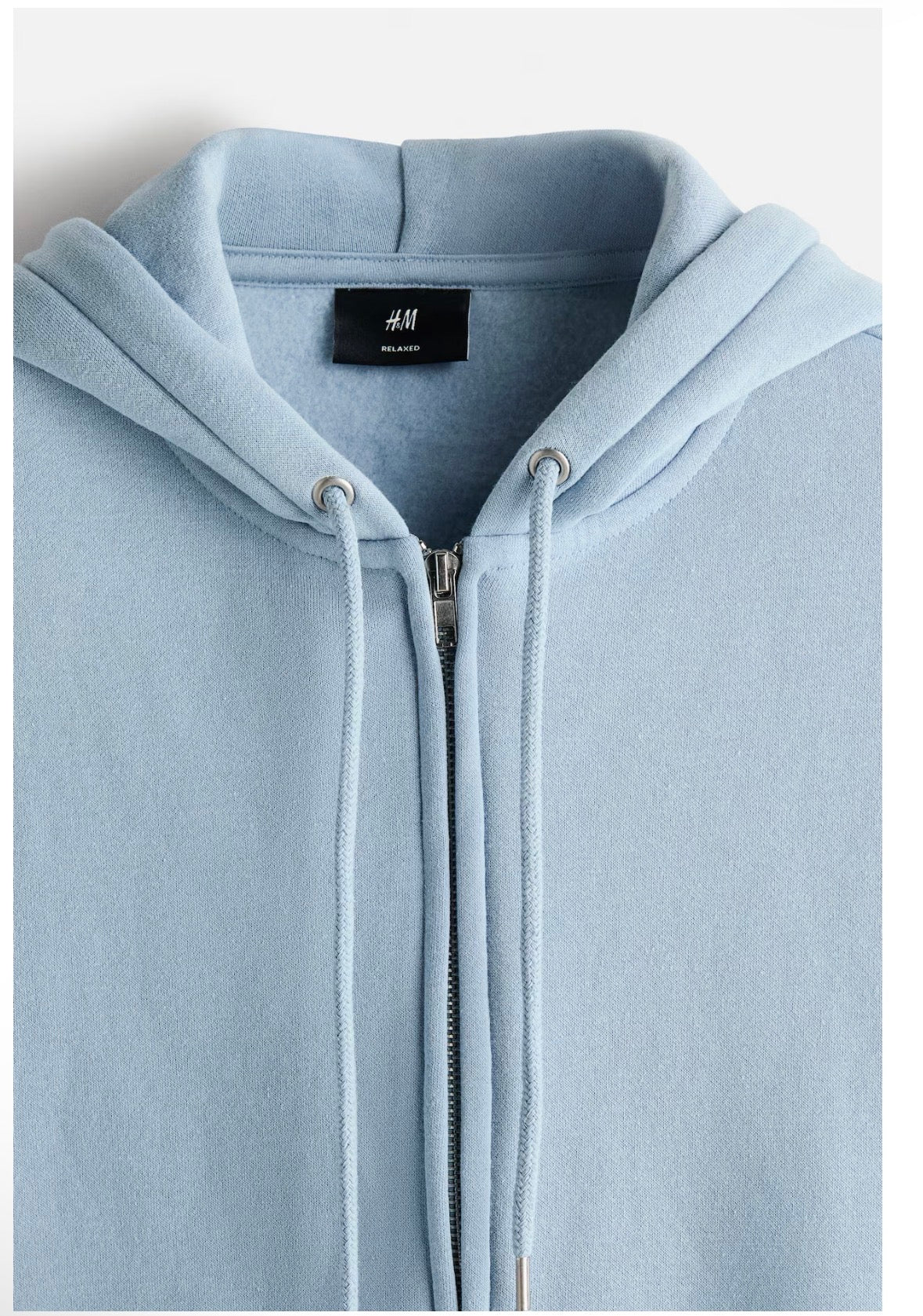 Loose Fit Zip-Through Hoodie-light dusty Blue-1308010030