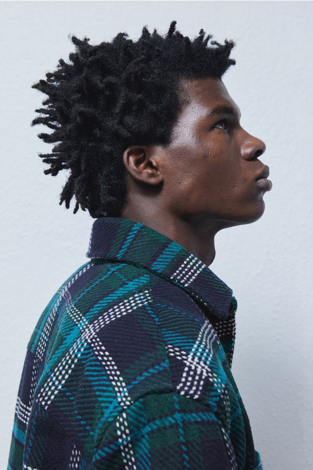 Relaxed Fit Overshirt -Dark turquoise/Checked -1193431001