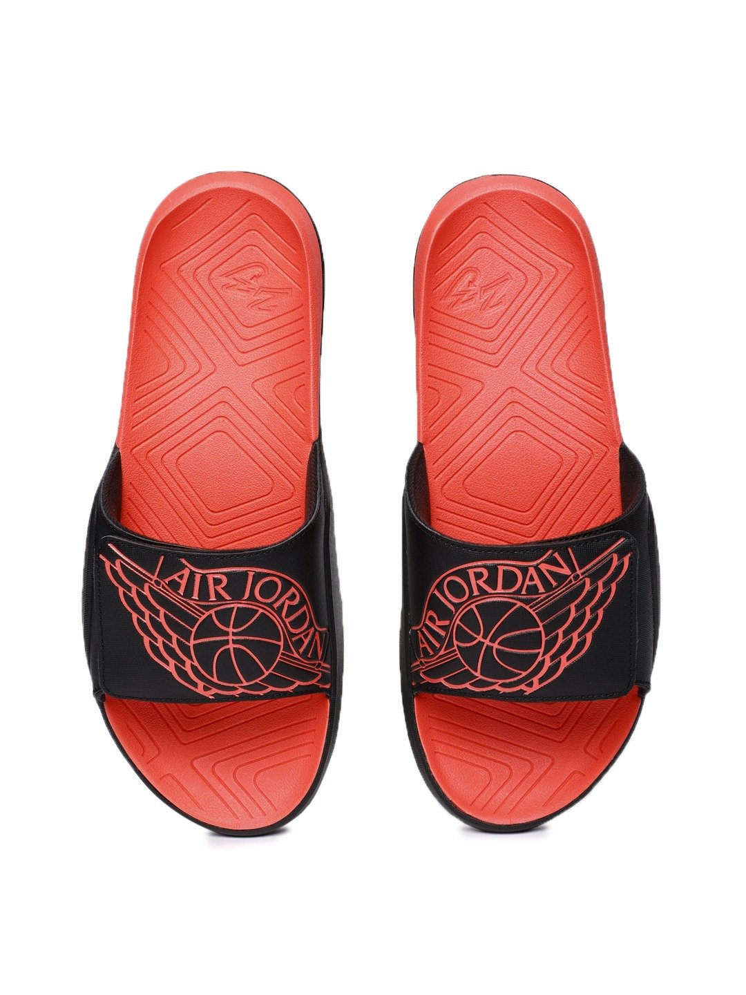 Men Black & Red Jordan Hydro 7 Printed Sliders - Discount Store