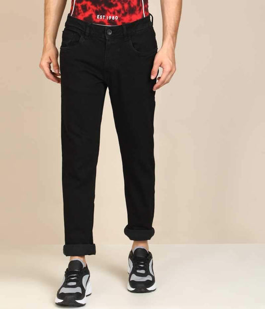 Tapered Fit Men Black Jeans-FMJNO1145 - Discount Store