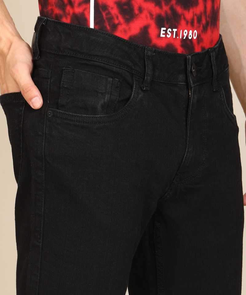Tapered Fit Men Black Jeans-FMJNO1145 - Discount Store