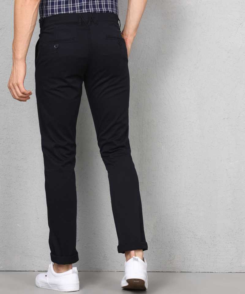Regular Fit Men Cotton Lycra Blend Dark Blue Cotton Lycra Blend Trousers-Mesnbtm002d