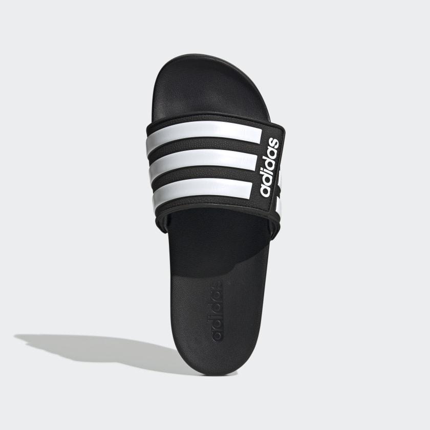 ADILETTE COMFORT ADJUSTABLE SLIDES CORE BLACK CLOUD WHITE GREY