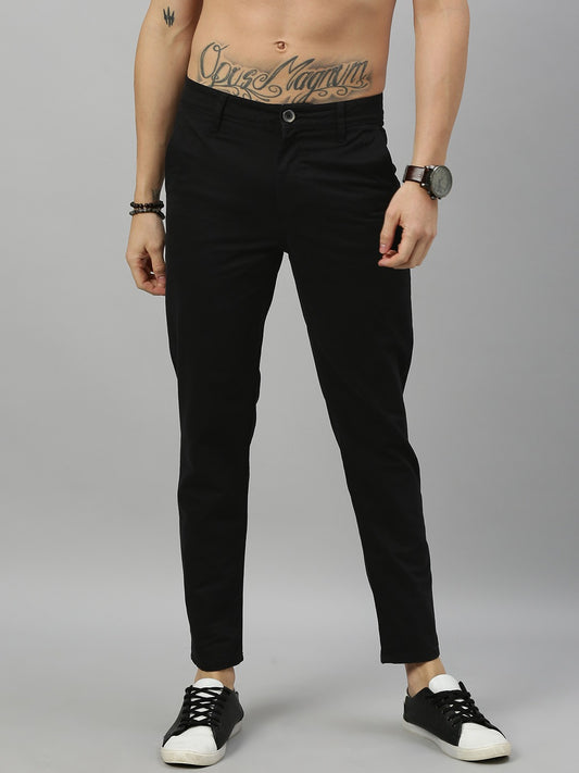 Men Black Regular Fit Solid Chinos-11354736