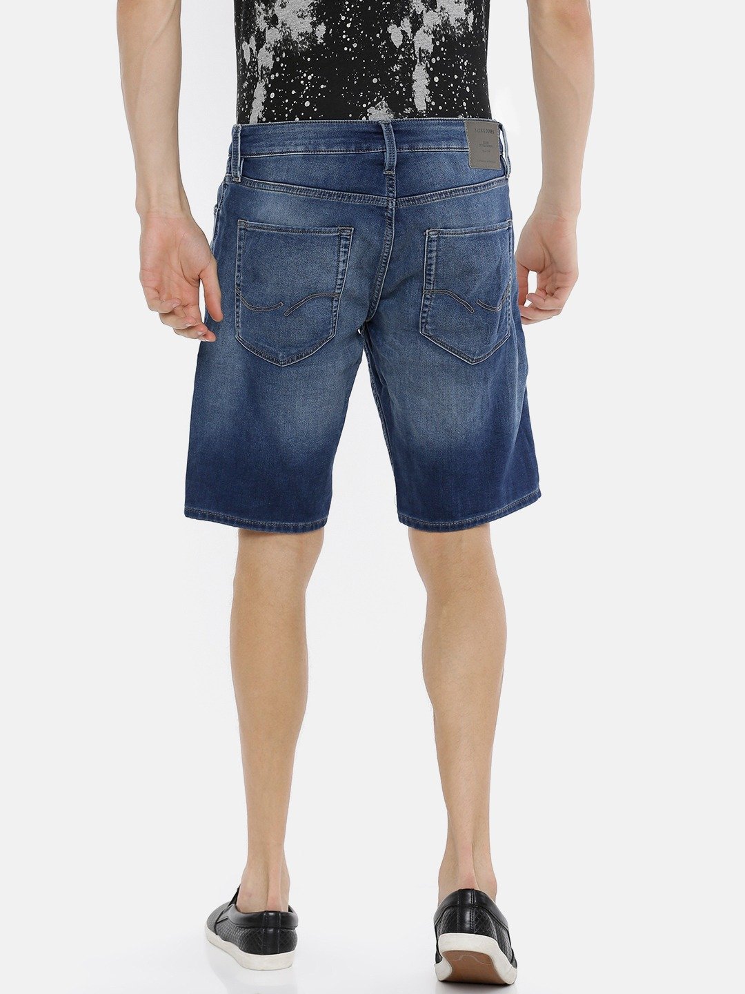 Men Blue Slim Fit Solid Regular Fit Denim Shorts-2059002002 - Discount Store