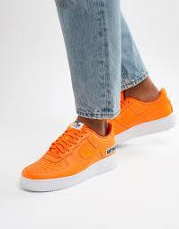 Nike Men's Air Force 1 07 LV8 JDI LTHR, Total Orange/White-Black - Discount Store