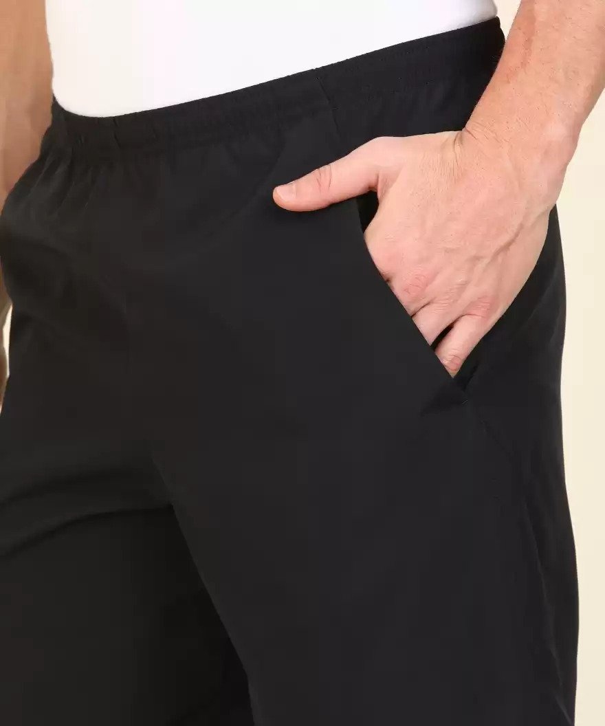 Solid Men Black Running Shorts-Ck0451-010