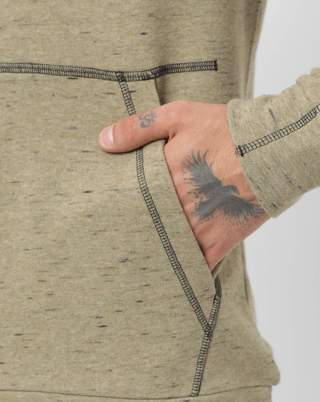 Heathered Hoodie with Placement Brand Logo-Hb0877