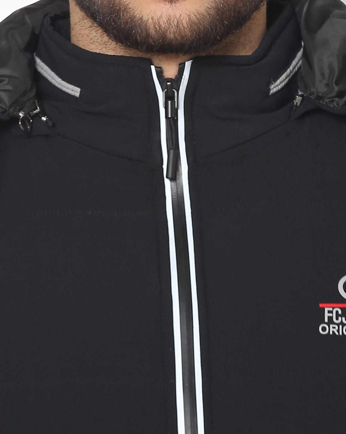 Zip-Front Hooded Bomber Jacket with Insert Pocket-14902fk black