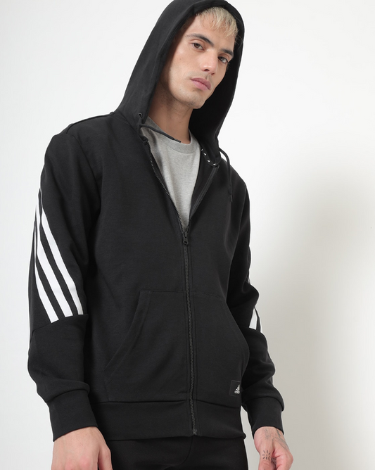 Zip-Front Hoodie with Split Kangaroo Pocket-Ha8537