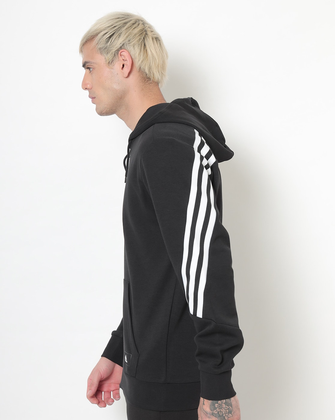 Zip-Front Hoodie with Split Kangaroo Pocket-Ha8537