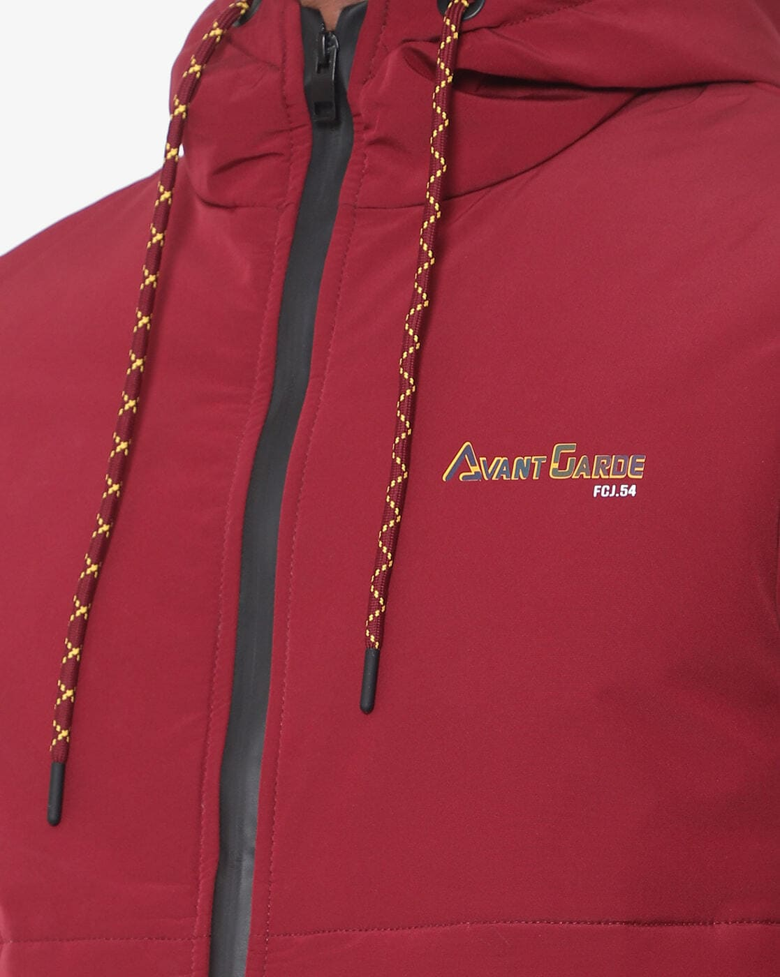 Panelled Zip-Front Hooded Jacket-430417w-maroon