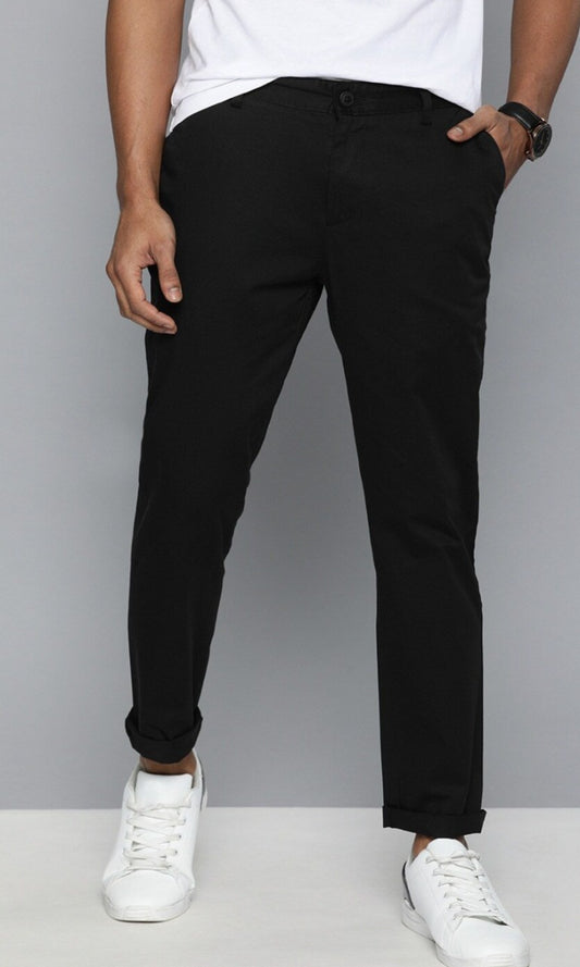 Men Black Slim Fit Solid Chinos13204512